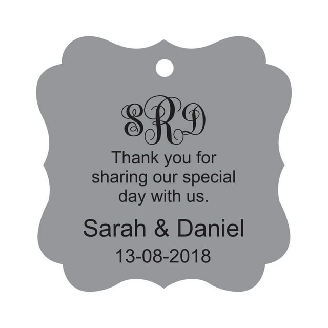 Darling Souvenir Thank You For Sharing Our Special Day Custom Monogram Initials Hang Tags Personalized Wedding Favor Gift Tags-Gray-50 Tags