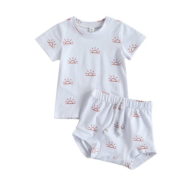 Ensemble Haut et Short Imprimé Soleil pour Enfants Garçons 0-3 Ans Tenue d'Été