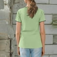 thumbnail image 4 of Nursing Uniforms Shirts Women Solid Color V Neck Plus Size T-Shirts Short Sleeve Stretchy Workwear Shirt with Pockets (Light green), 4 of 5