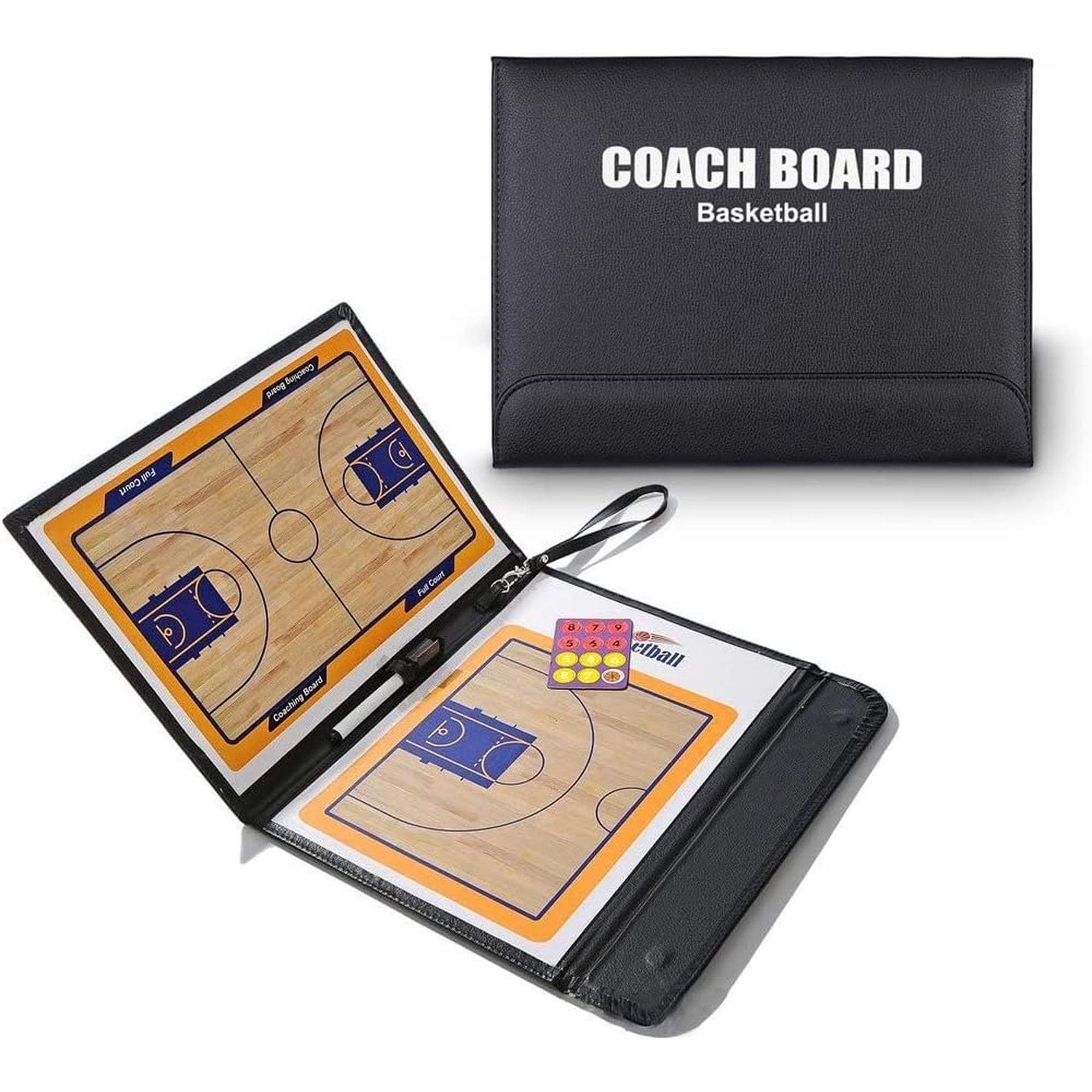 Basketball Tactic Board,Foldable Erasable Coaches Strategy Clipboard,, Plan and &Referee Study Accessory