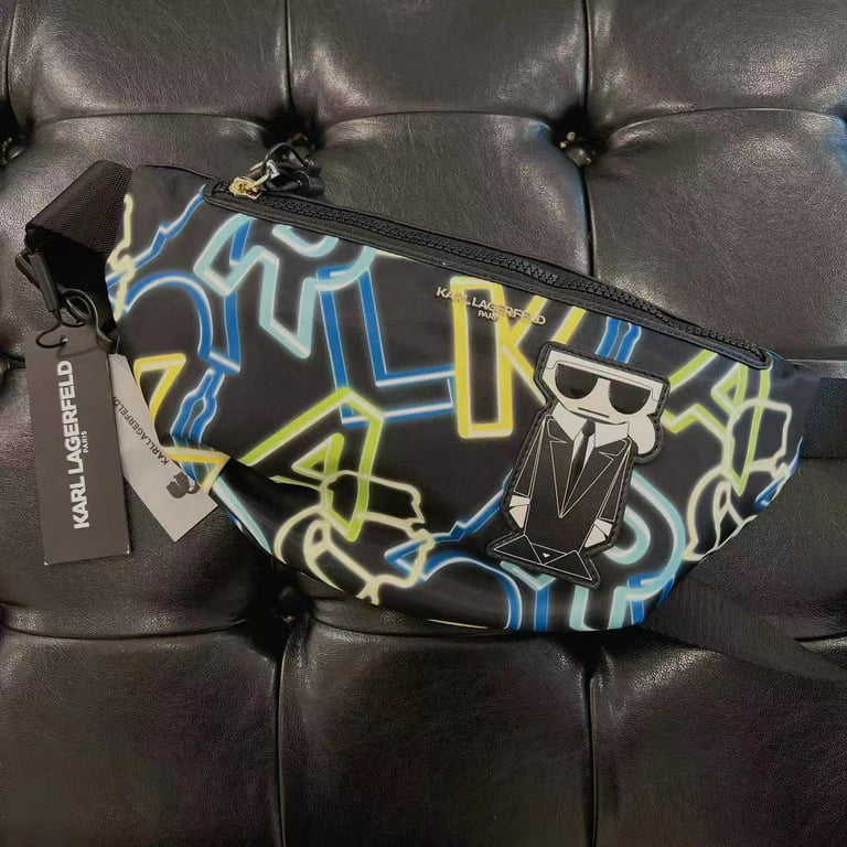 Karl Lagerfeld Paris Black Graffiti Crossbody Wallet Clutch Bag Purse
