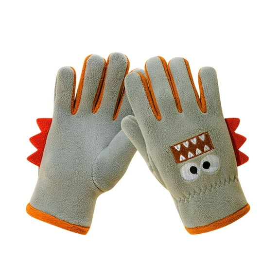 Wyobmus Kids Winter Gloves Fleece Lined Thick Warm Full Fingers Gloves Shark Shape Insulated Clod Weather Windproof Gloves B-Olive Green*