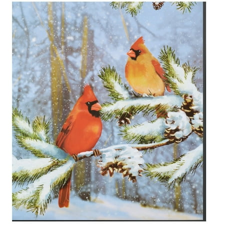 cardinals in snow kitchen