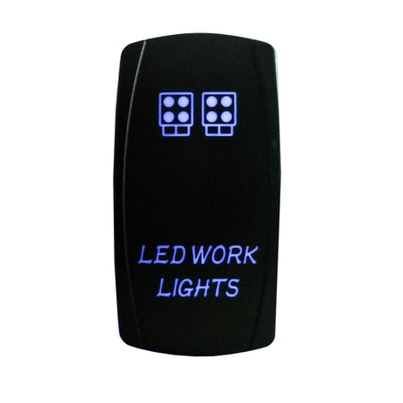Work Light On/Off Rocker Switch 5-Pin SPST OZ-USA® Laser Etch Blue LED ...