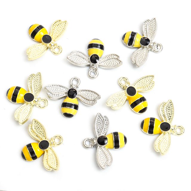 Charms 10 Pzs Colgantes De Aleación De Esmalte De Abeja DIY Pendientes Hechos A Mano Accesorios De Joyería