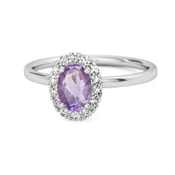 Mooneye 925 Sterling Silver 1.50 Ctw Amethyst Solitaire Floating Halo Women Valentines Day Gift Ring