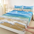 thumbnail image 4 of spefrowx Anime Sunny Coast Bed Sheets for Adult, Wave Cloud Summer Beach Full Size Sheets, 4pcs, 1 Flat Sheet, 1 Fitted Sheet and 2 Pillowcases, 4 of 5