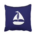 thumbnail image 1 of RYLABLUE Square Throw Pillow Covers Navy Blue Sailboat Silhouette Simple Pattern Pillowcases Polyester 18 X 18 Inch With Hidden Zipper Home Sofa Cushion Decorative Pillowcase, 1 of 1