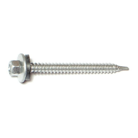 

#10-14 x 2 Silver Ruspert Coated Steel Hex Washer Head Pole Barn Self-Drilling Screws