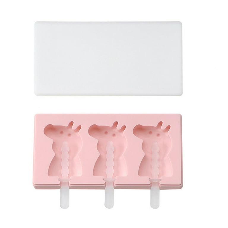 3 Cavity DIY Popsicle Molds with Lid,Ice Cream Bar Mold DIY Ice