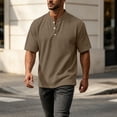 thumbnail image 6 of VEXRO Waffle Henley Tee Tops for Men Classic Fit Short Sleeve Knit Button Shirts for Casual & Daily, 6 of 7