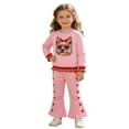 thumbnail image 2 of WOYY Valentine's Day Girls Outfits Cute Cartoon Puppy Print Sweatshirt Flared Pants Set, Sizes 2-3T, 2 of 8