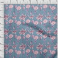 thumbnail image 3 of oneOone Cotton Flex Grayish Blue Fabric Flower Watercolor Quilting Supplies Print Sewing Fabric By The Yard 40 Inch Wide, 3 of 4