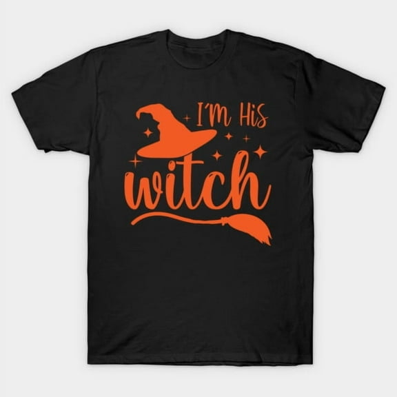 I’m His Witch Funny Matching Halloween Couple Graphic Unisex T-Shirt for Holiday Casual up to 5XL
