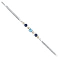 thumbnail image 3 of Gem Stone King 925 Sterling Silver and 10k Yellow Gold Swiss Blue Topaz Blue Sapphire and White Lab Grown Diamond Bracelet for Women (3.93 Cttw, Round 7MM and 6MM, 6.5/7/7.5 inch, Made in Italy), 3 of 4