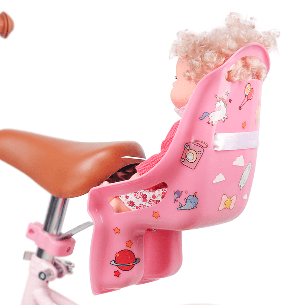AVASTA Doll Bike Seat for Girls Bicycle with DIY Unicorn Decals Baby Doll Bicycle Carrier Kids Bike American Doll Accessories Pink Walmart