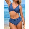 thumbnail image 3 of Sociala Women Ruched Two Piece Swimsuit Knot Twist Bikini Set V Cut Bathing Suits 2026 Swimwear, 3 of 7