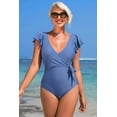 thumbnail image 5 of Beautyin Sexy Monokini Swimwear One Piece V Neck Bathing Suit Tie Front Ruched Swimwear, 5 of 8