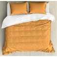 thumbnail image 1 of Orange and White Duvet Cover Set King Size, Hand Drawn Arrangement Outline Blooming Leaves on Orange Backdrop, 3 Piece Bedding Set with 2 Pillow Shams, Orange and White, by Ambesonne, 1 of 3