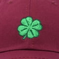 thumbnail image 5 of DALIX Four Leaf Clover Hat Baseball Cap St. Patrick's Day Cotton Caps Maroon, 5 of 7