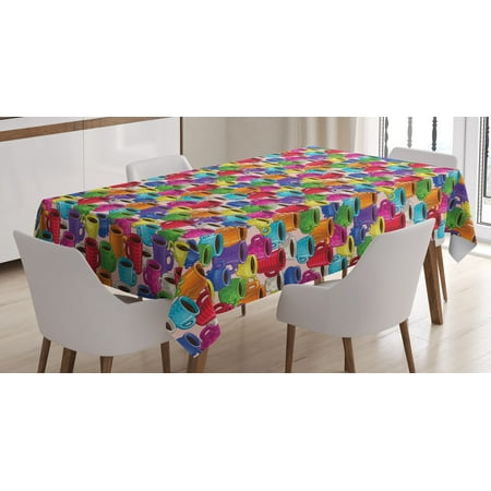 

Ambesonne Colorful Tablecloth Rectangular Table Cover Vintage Coffee House 60 x84 Multicolor