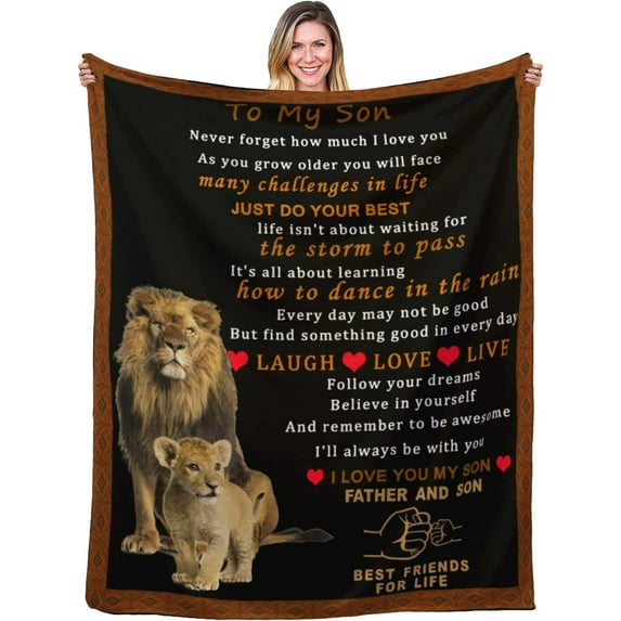 Son Blanket, Gifts for Son from Mom ,Best Gifts Ideas for Grown Son ,Son Birthday Gift with Positive Encourage Blanket, Son Graduation Gift Ideas,Boys Christmas Valentines Day Gifts for Him 60"x50"
