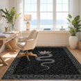 thumbnail image 3 of Design&I 4'x6' Washable Area Rug Round Gothic Serpent Baroque Ornament Border Coiled Ornate Snake Flowing Dynamic for Reading Nook, Bedroom, Pet Friendly & Non-Slip Built-In Grip, 3 of 7