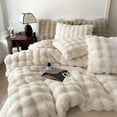 thumbnail image 2 of H&D Faux Rabbit Fur Blanket Pillow not included- Bubble Blanket-Luxury Plush Velvet Throw, , Ultra-Soft Fleece, Warm Cozy Winter Blanket, Fluffy, Lightweight, solid color, 2 of 6
