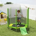 thumbnail image 2 of Qaba 85" Trampoline for Kids with Slide, Ladder and Safety Enclosure, Green, 2 of 10