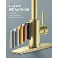 thumbnail image 2 of Gold Kitchen Faucet with Soap Dispenser, High Arc Modern Sink Faucet with Pull Down Sprayer and Deck Plate Fit for 1 or 3 Hole for Pot Filler Bar Farmhouse Laundry Rv, Brushed Gold, 2 of 14