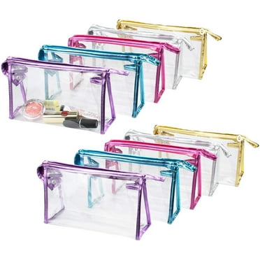 IEMIEBSHA 10 Pcs Transparent Waterproof Cosmetic Bag, PVC Clear Makeup Organizing Bags With Zipper Perfect for Bathroom, Travel