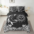thumbnail image 2 of Manfei Mystic Moon Sun Bedding Comforter Set 7-Piece, Black White Damask Floral King Bedding Sets, Vintage Bohemian Style Reversible Bed Sheets, Lightweight Room Decor, 2 of 7