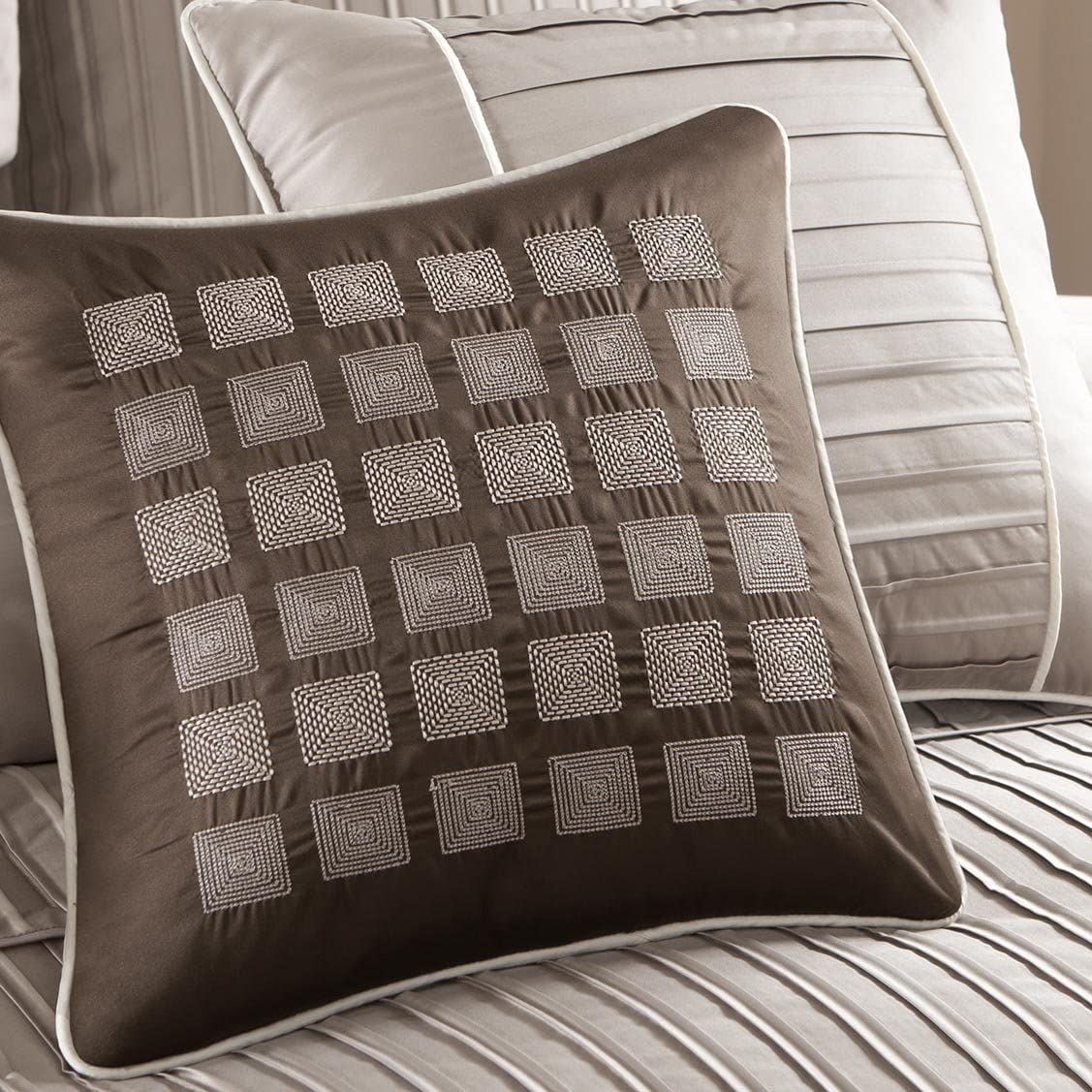 6pc Tan Taupe /& Brown Microsuede Duvet Cover Bedding Set AND Decorative Pillows