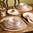 thumbnail image 2 of Famiware Star 12-Piece Dinnerware Set, Service for 4, Light Pink with Brown Rim, 2 of 6