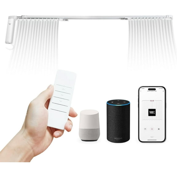 Osprey Smart Curtain Track, Motorized Rod, 5ft11-10ft9, Remote & App Control, Alexa/Google, Wall/Ceiling
