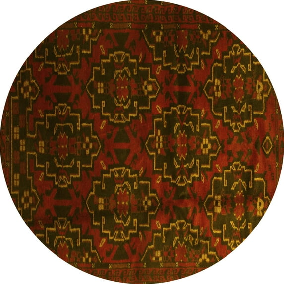 Ahgly Company Indoor Round Persian Yellow Traditional Area Rugs, 6' Round