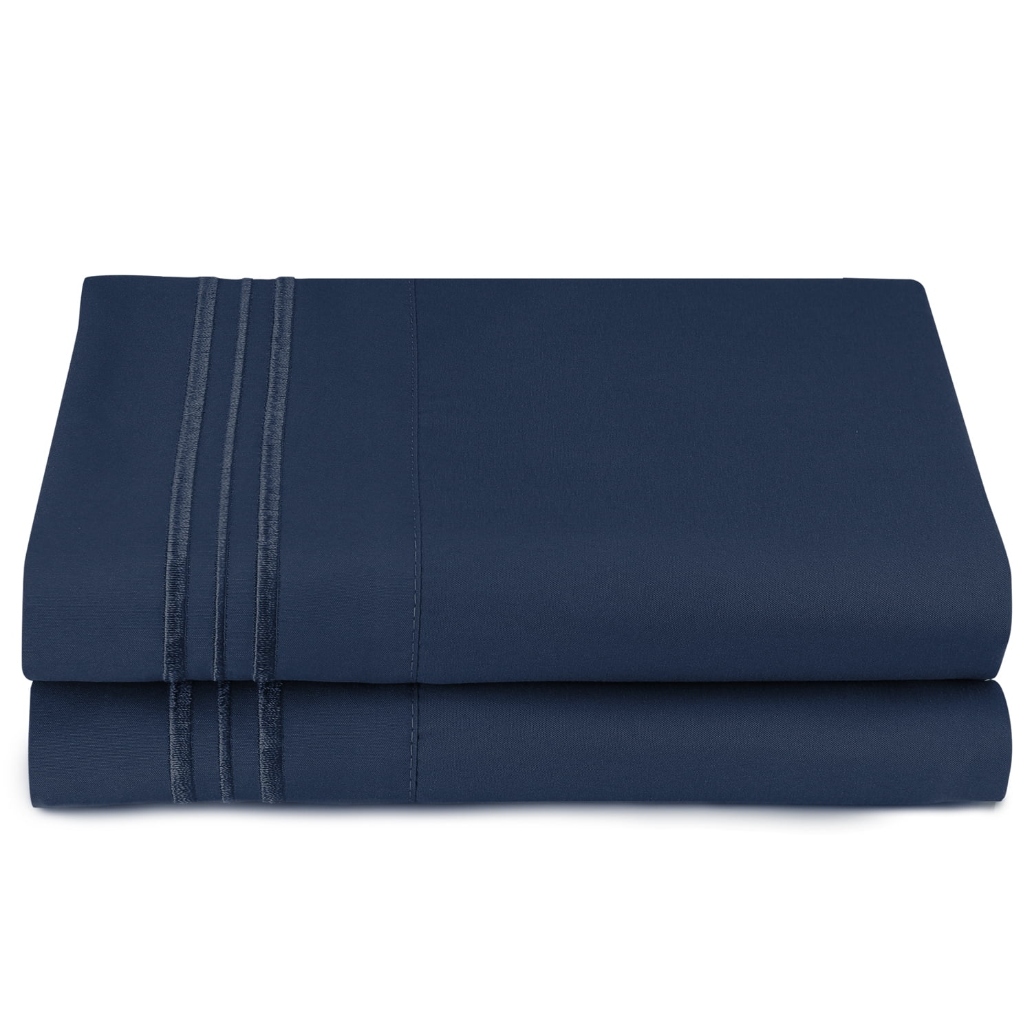Clara Clark Pillow Cases Premier 1800 Microfiber Collection Pillow Case Set Of 2 Pieces, Standard Size Pillowcases, Navy Blue