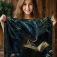 thumbnail image 2 of 1pc Flannel Blanket, Creative Reading Book Dinosaur Print Blanket, Warm And Comfortable Soft Blanket for Sofa Bed Couch Car Office Camping Travel, Gift Blanket for All Seasons, 2 of 8