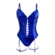 thumbnail image 5 of Gibobby Conjuntos de Lencería Lencería para mujeres 1 PC Body de peluche de cuero Lencería Sexy Recorte fuera del hombro PU unido con cordones Liguero Teddy Body con 1 par de(Azul, XXL), 5 of 5