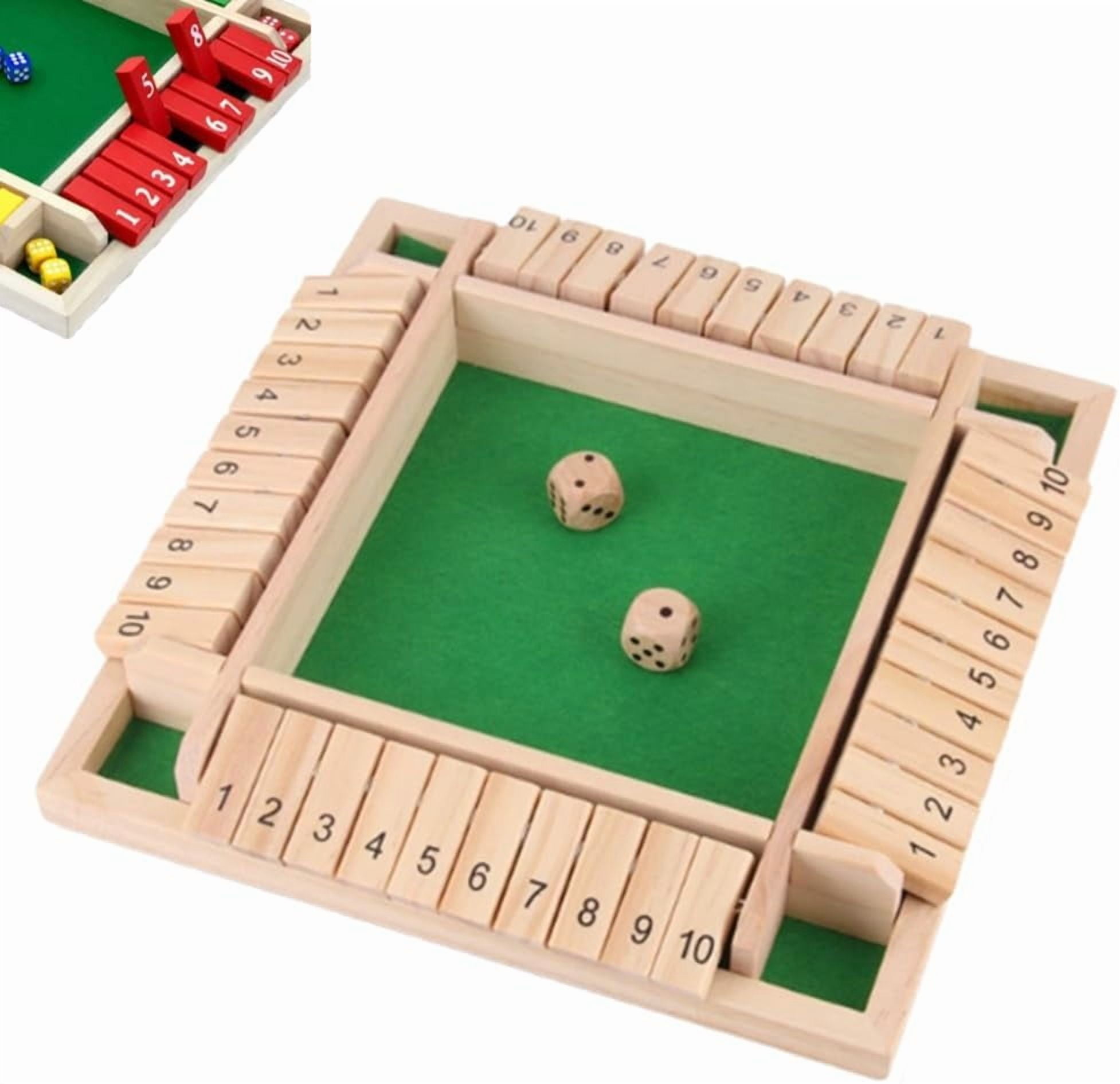 Shut The Box-Wooden Dice Board Game, Funny Family Shut The Box Game 2-4 Player, Board Games Gift for Family and Friends, Educational Table Math Games for Holiday, Party and Classroom(#B)