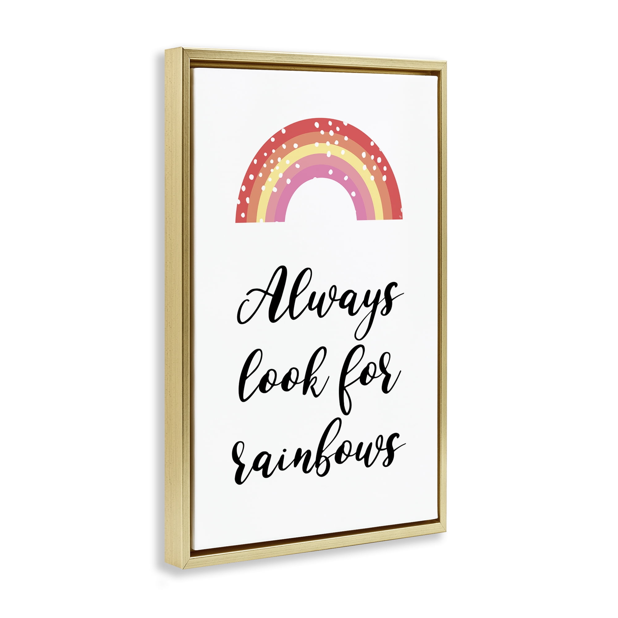 Stupell Industries Always Look For Rainbows Gold Framed Floater Canvas Wall Art, design by Martina Pavlova