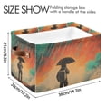 thumbnail image 4 of Yayeee 2 Pack Canvas Storage Basket with Handles for Shelves Fabric Bins Closet Organizer, Astronaut in Rain, 4 of 8