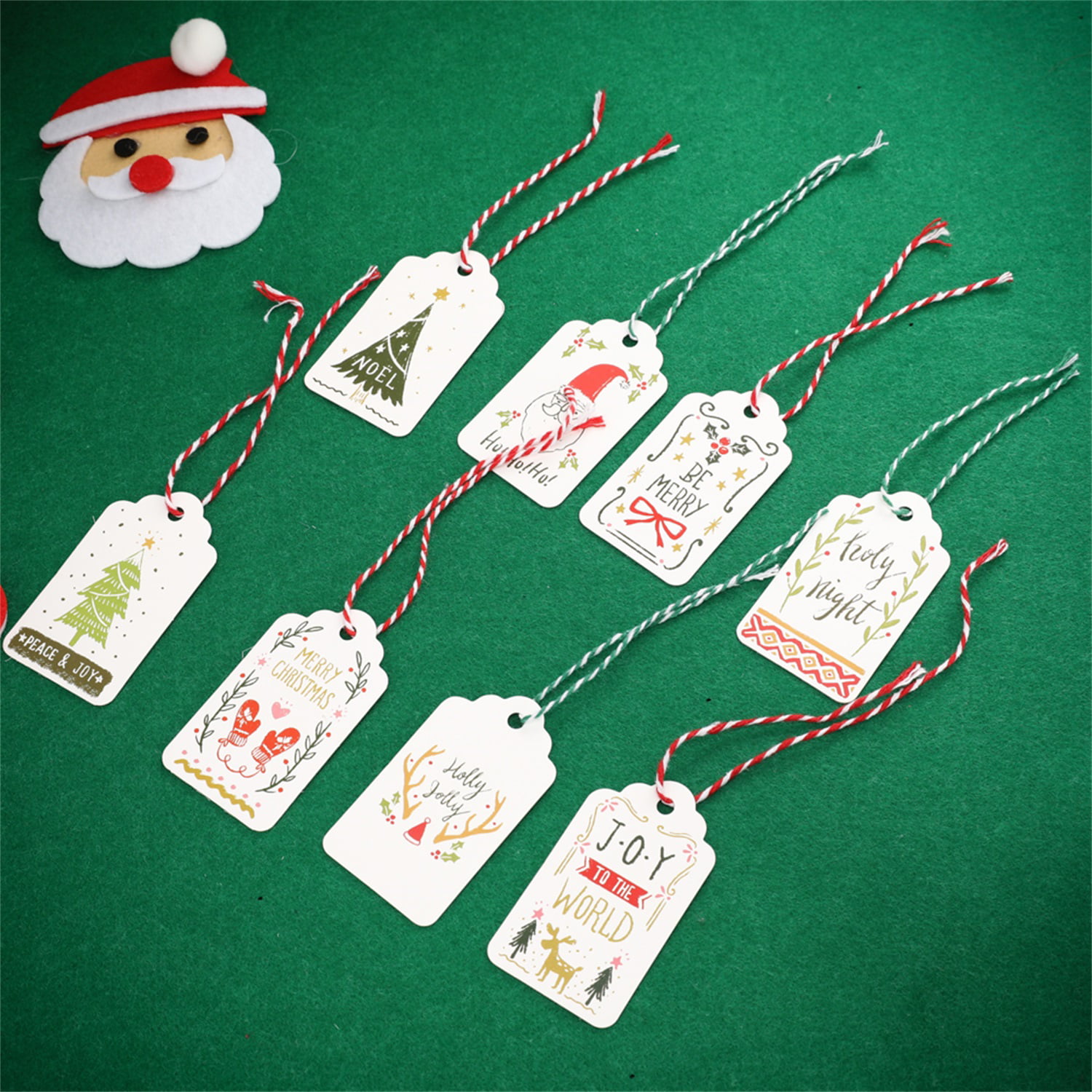 50pcs Merry Christmas Paper Tags With String DIY Craft Xmas Hanging Ornaments 