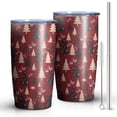 thumbnail image 2 of 20oz Tumblers Red Christmas Tree Pattern Stainless Steel Vacuum Insulated Double Wall Travel Tumbler Cups Mug with Lid and Straw,Cleaning Brush for Cold & Hot Drinks, 2 of 7
