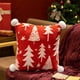 thumbnail image 1 of Cojín Cuadrado de Peluche Rojo con Forma de Árbol de Navidad | Cojín Decorativo Navideño de 40 Cm | Tela Suave | 550 G | Ideal para Regalar, 1 of 6