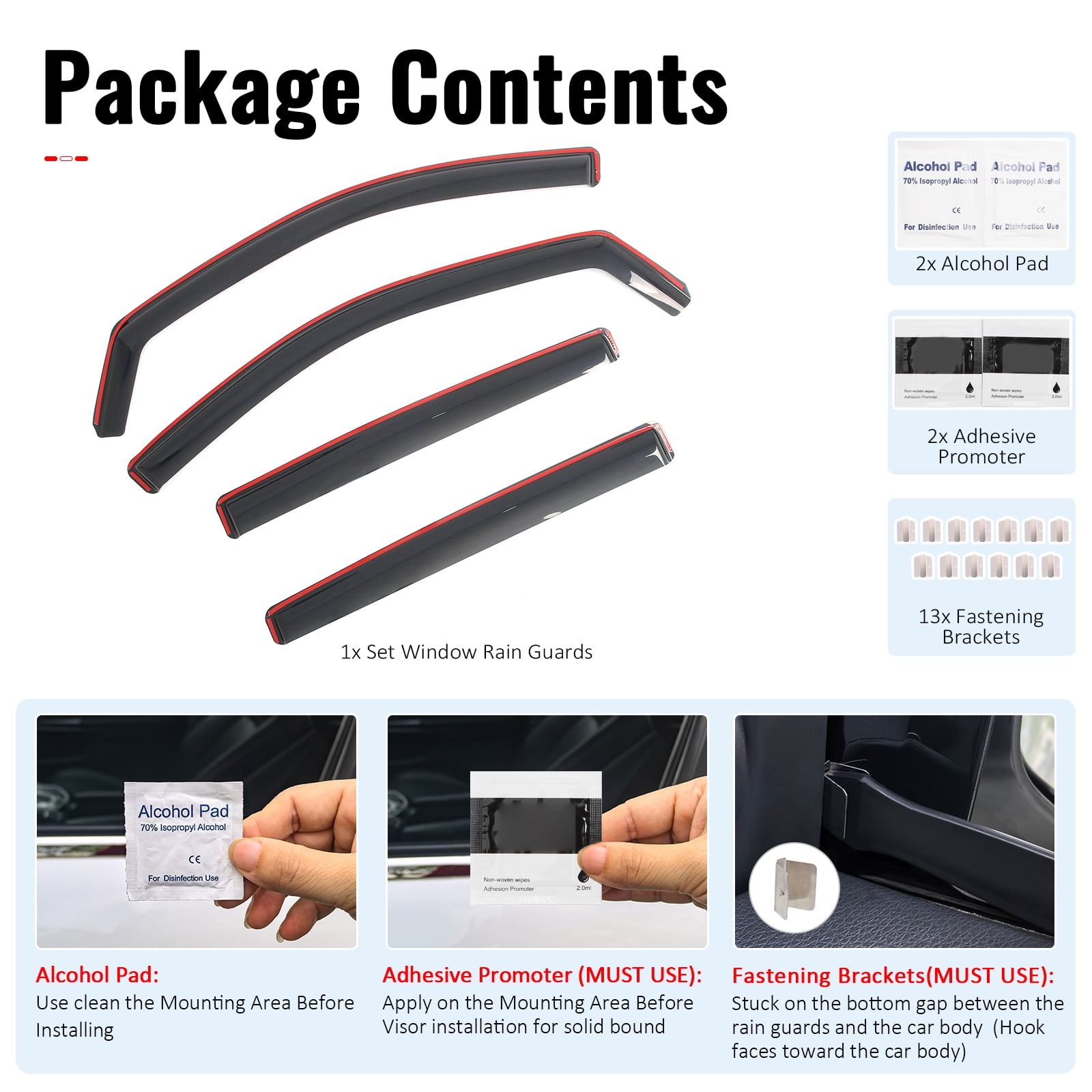Ikon Motorsports In-Channel Window Visors Sun Shades Vent Rain Guards Deflectors for 2019-2023 Ford Ranger Crew Cab (SupeCrew) Acrylic Smoke/Tinted