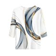 thumbnail image 6 of Abstract Geometric Print Top for Women, Crew Neck Half Sleeve Loose Fit Tunic Blouse - Lightweight Casual Summer Tee Shirt Blue XL, 6 of 7