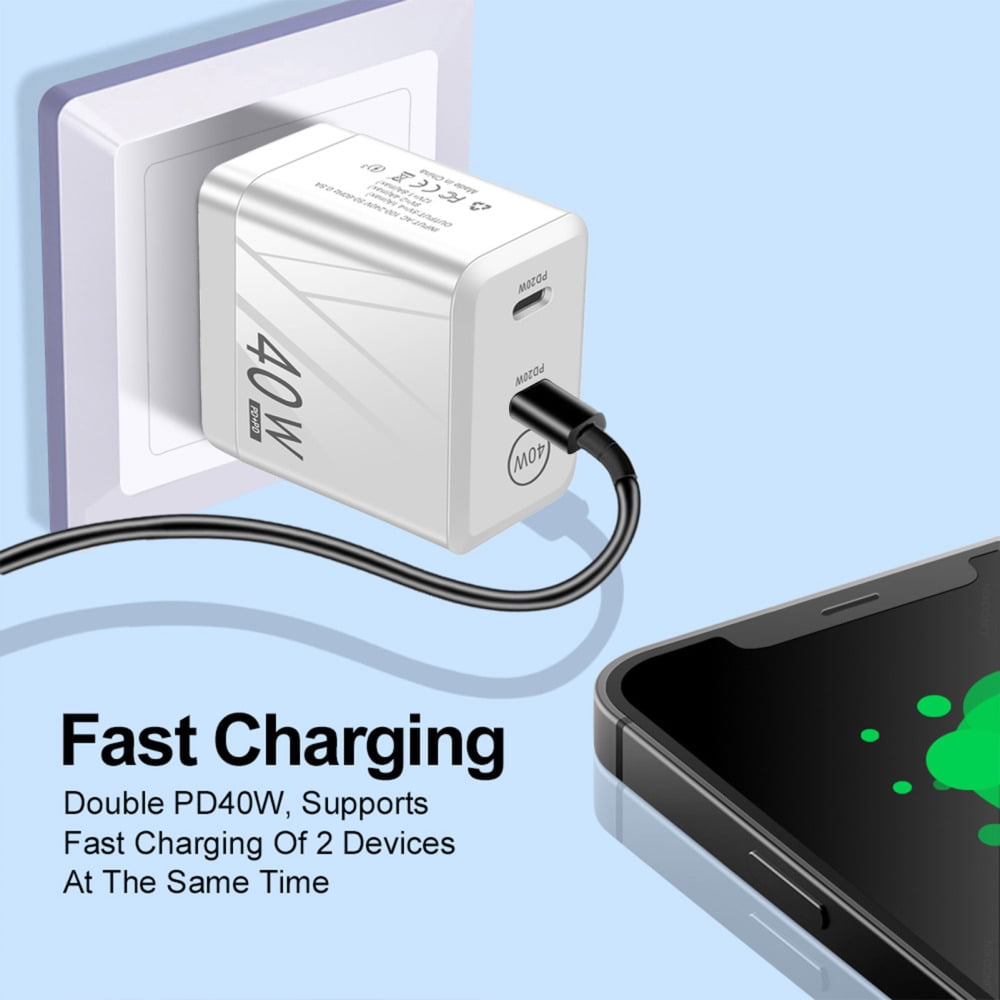 40W PD Charger USB Smartphone Charging Adapter with Dual TypeC PD Cell