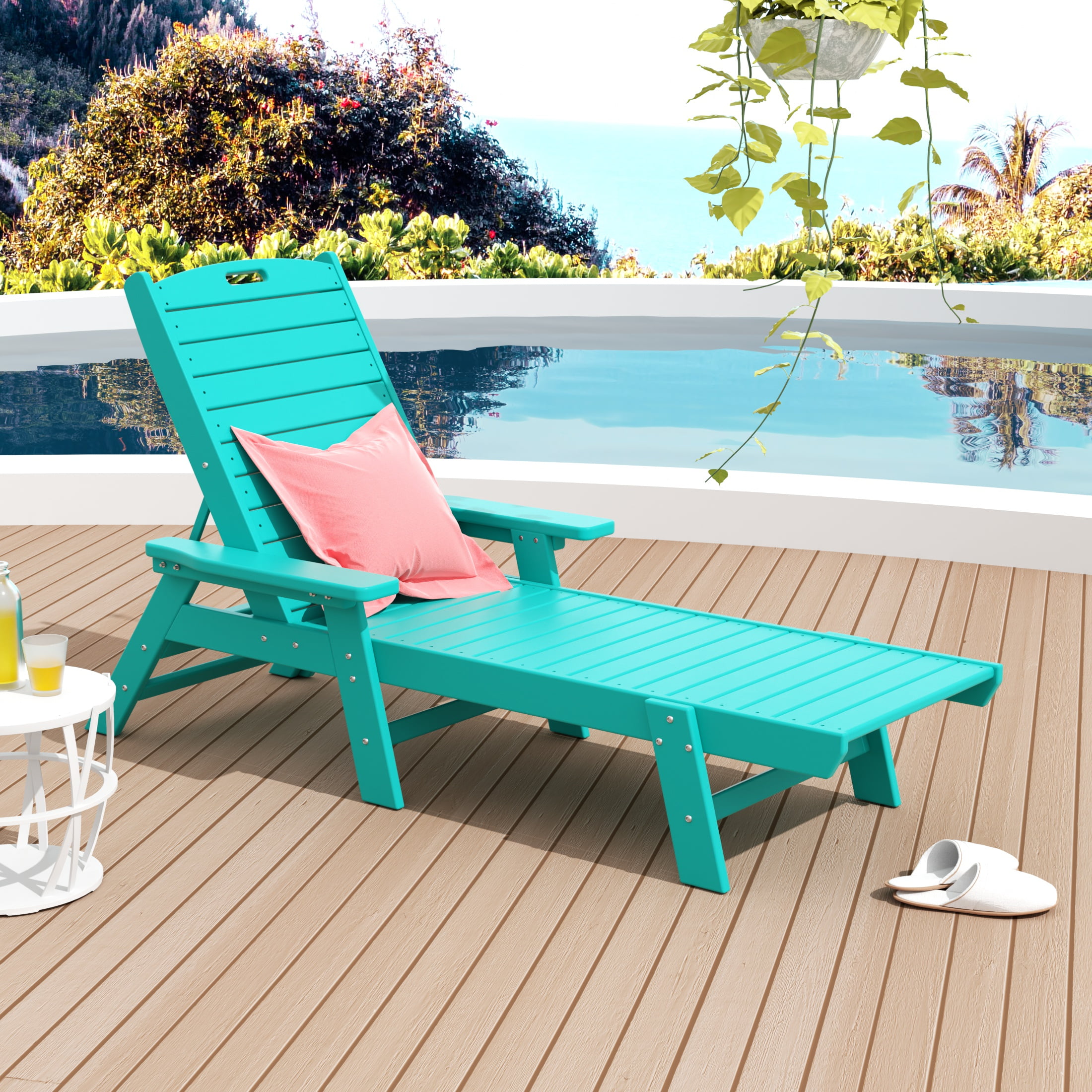Turquoise Chaise Style Beach Lounge Chair 