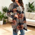 thumbnail image 6 of Women's Halloween Printed Cardigan Long Sleeve Open Front Knit Outwear Over Coats Plus Size Knit Sweater Top, 6 of 7